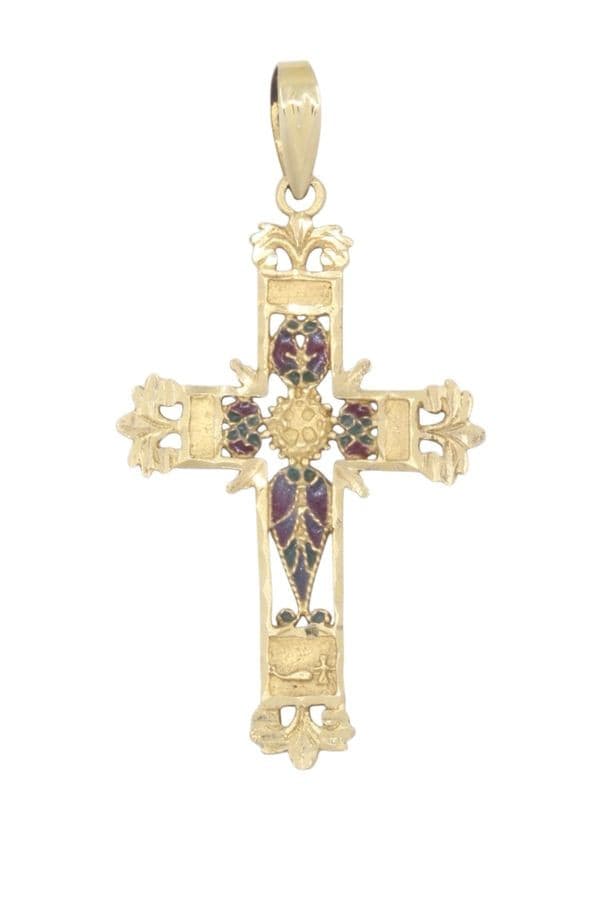 CROIX ANCIENNE ÉMAILLÉE — vue 1