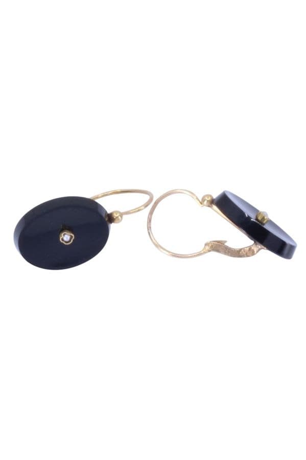 DORMEUSES ANCIENNES ONYX ET PERLES — vue 3