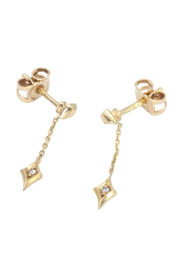 BOUCLES D'OREILLES PENDANTES DIAMANTS — vue 3