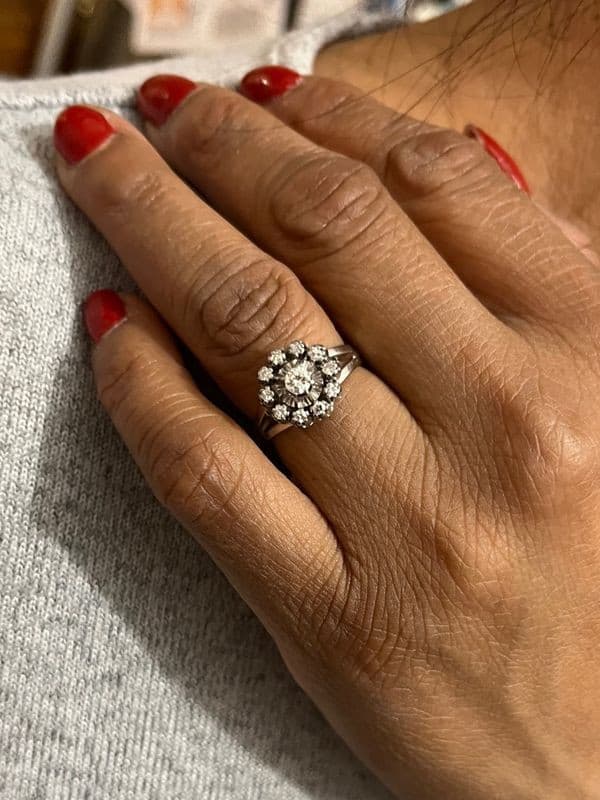 BAGUE FLEUR DIAMANTS ANNÉES 50' — vue 2