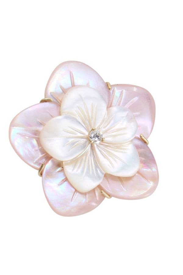 BAGUE FLEUR NACRE ET DIAMANT — vue 4