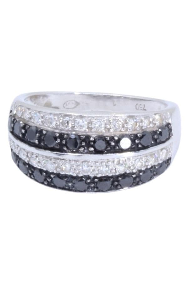 BAGUE MODERNE DIAMANTS NOIRS ET BLANCS — vue 6