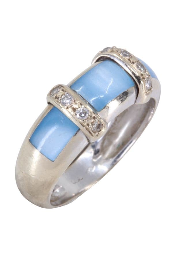 BAGUE  NACRE ET DIAMANTS — vue 3
