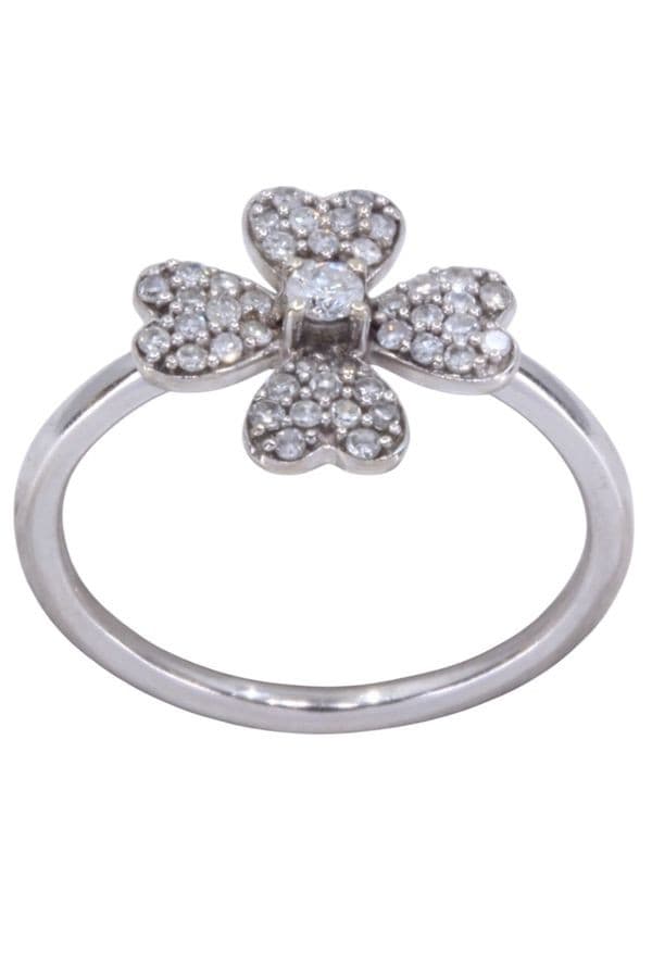 BAGUE TRÈFLE DIAMANTS — vue 1