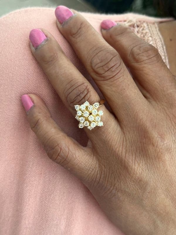 BAGUE FLEUR DIAMANTS ANNÉES 50' — vue 2