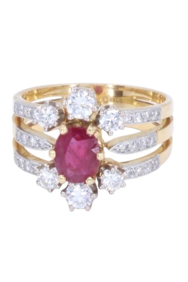 BAGUE POMPADOUR RUBIS ET DIAMANTS — vue 6