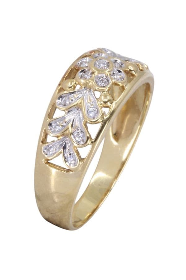 BAGUE FLEUR AJOURÉE DIAMANTS — vue 3