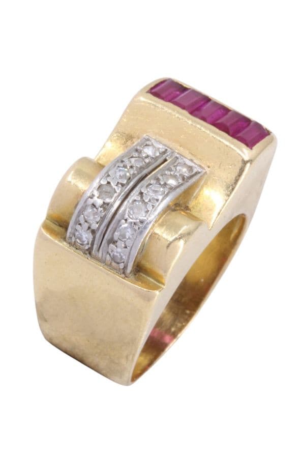 BAGUE TANK RUBIS ET DIAMANTS — vue 3