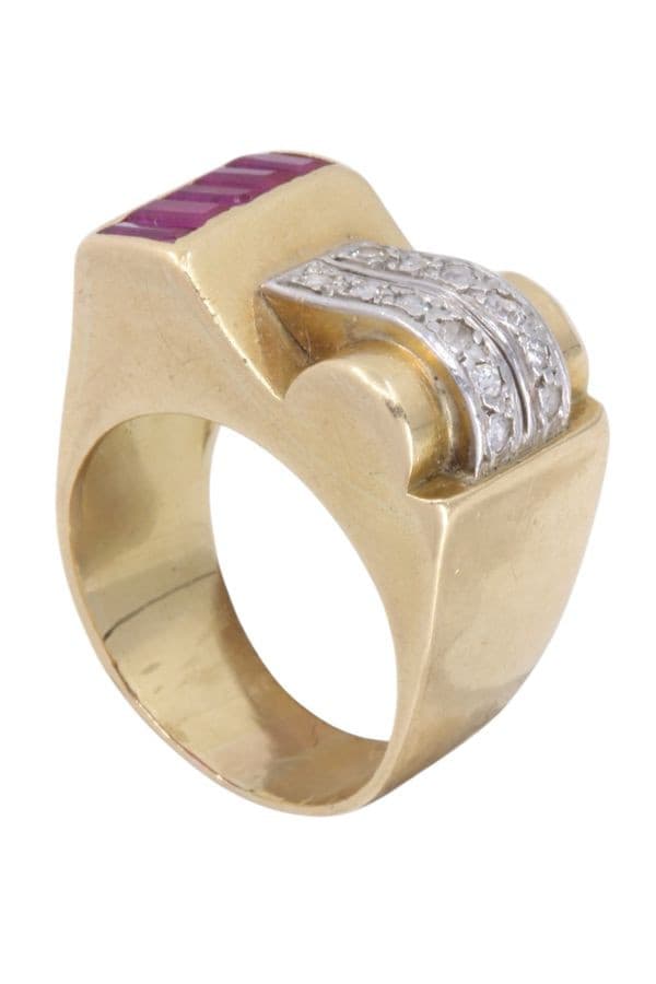 BAGUE TANK RUBIS ET DIAMANTS — vue 4
