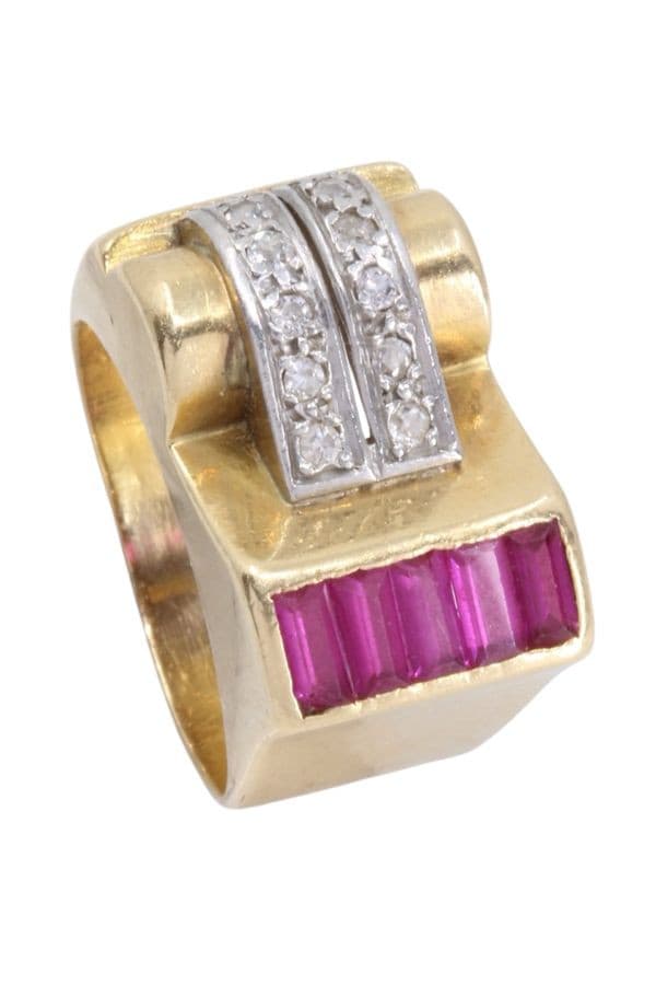 BAGUE TANK RUBIS ET DIAMANTS — vue 5