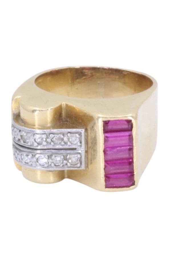BAGUE TANK RUBIS ET DIAMANTS — vue 6