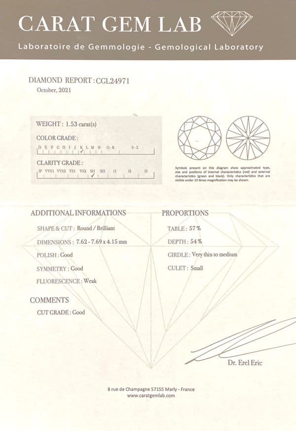 SOLITAIRE DIAMANT 1.53 CARAT — vue 6