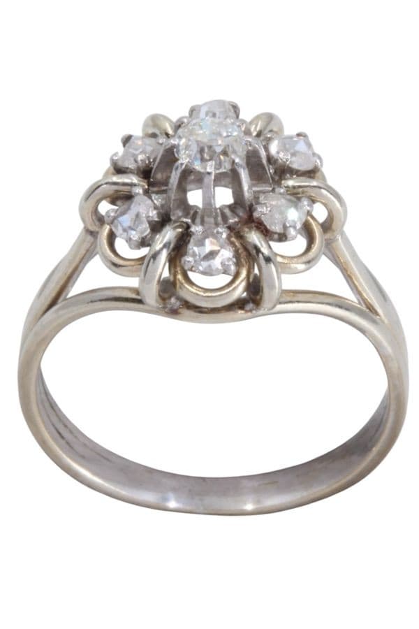 BAGUE FLEUR DIAMANTS ANNÉES 50' — vue 1