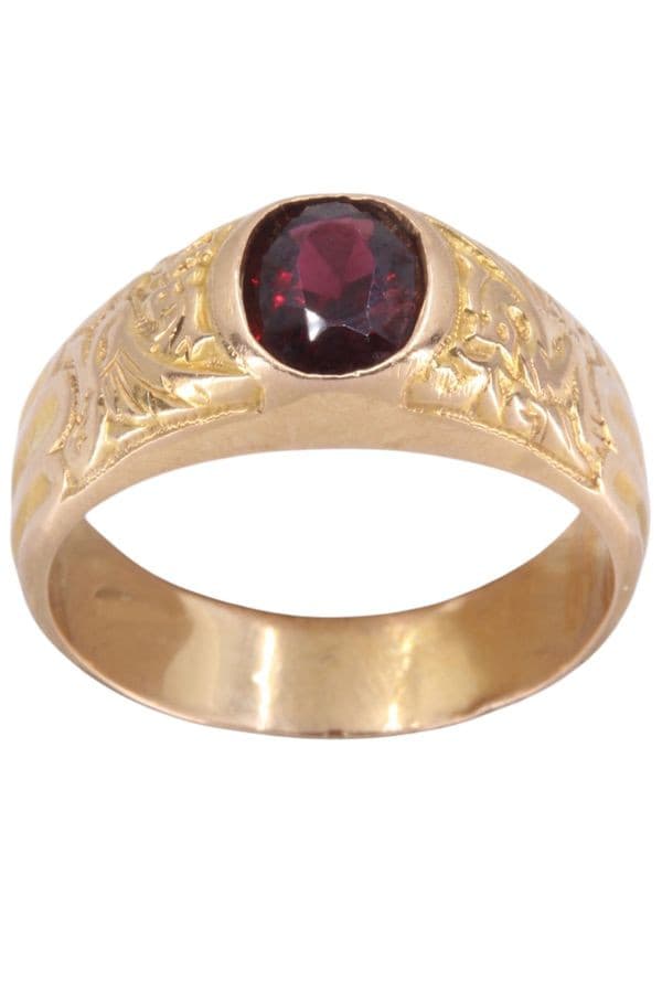 BAGUE MOTIFS DRAGONS GRENAT — vue 1