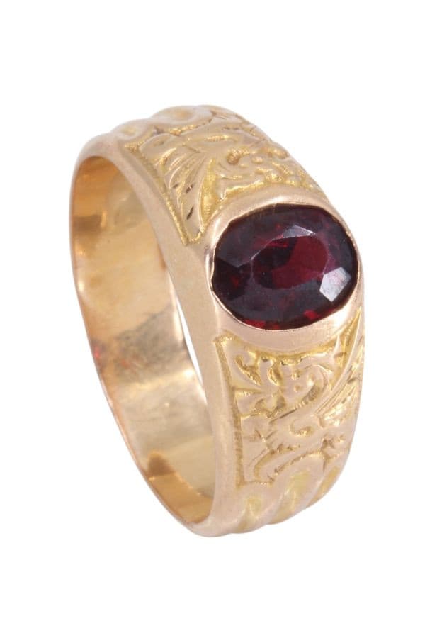BAGUE MOTIFS DRAGONS GRENAT — vue 4