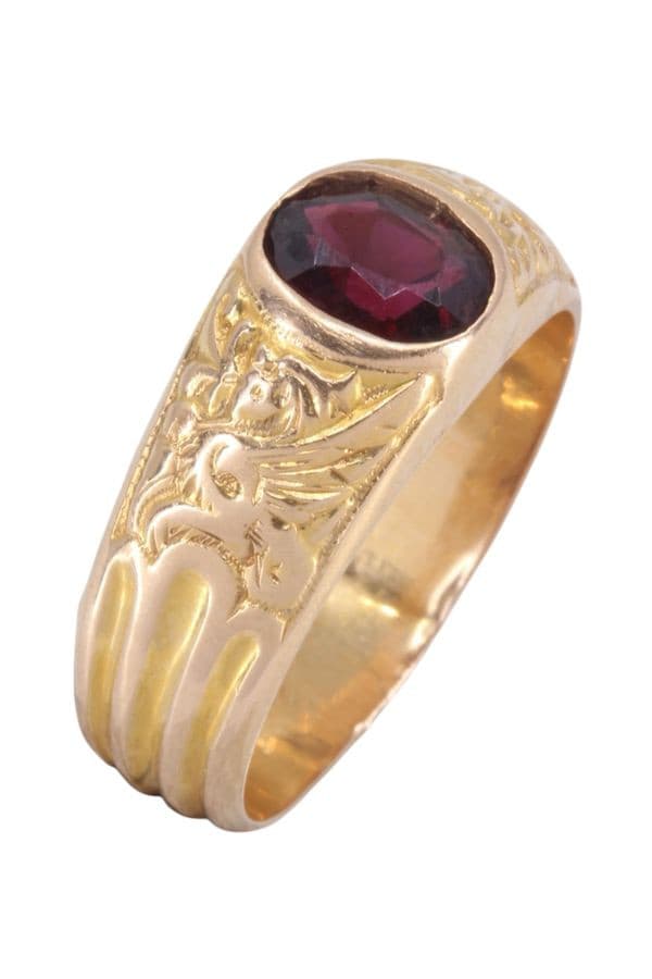 BAGUE MOTIFS DRAGONS GRENAT — vue 6