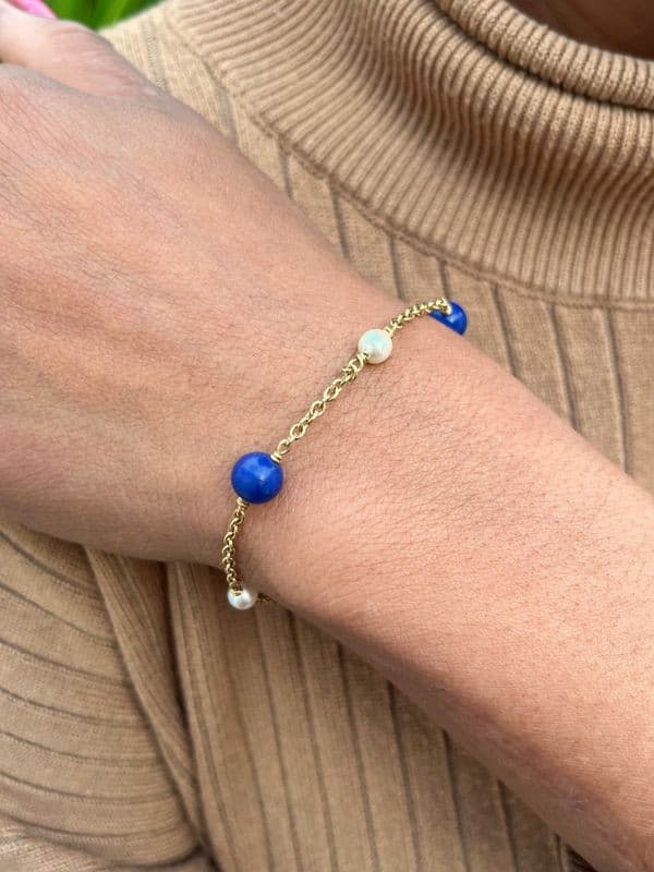 BRACELET PERLES ET LAPIS LAZULI — vue 2
