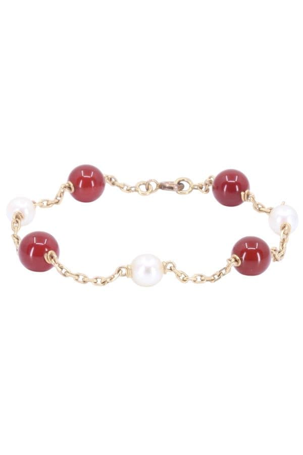 BRACELET PERLES ET CORNALINES — vue 1