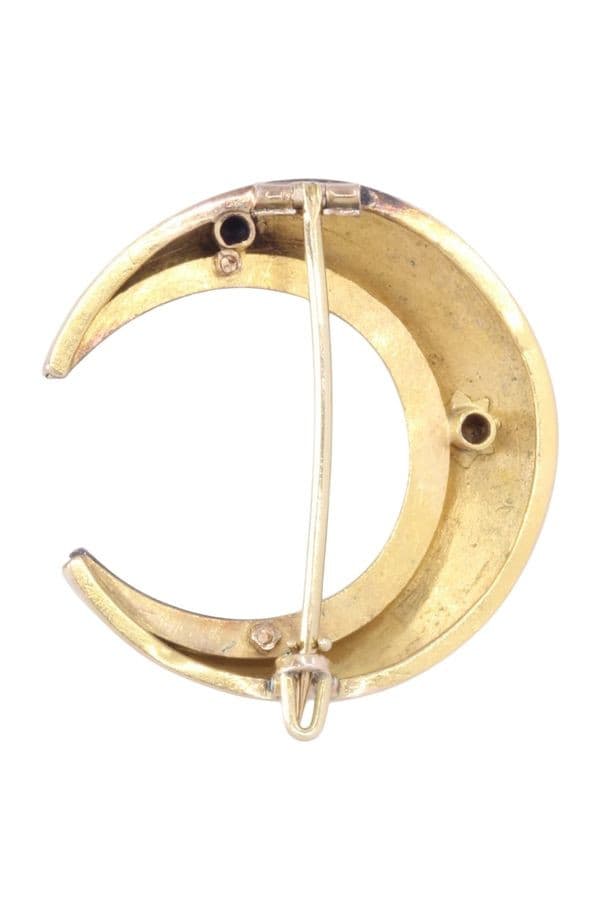 BROCHE LUNE ANCIENNE DIAMANTS — vue 3