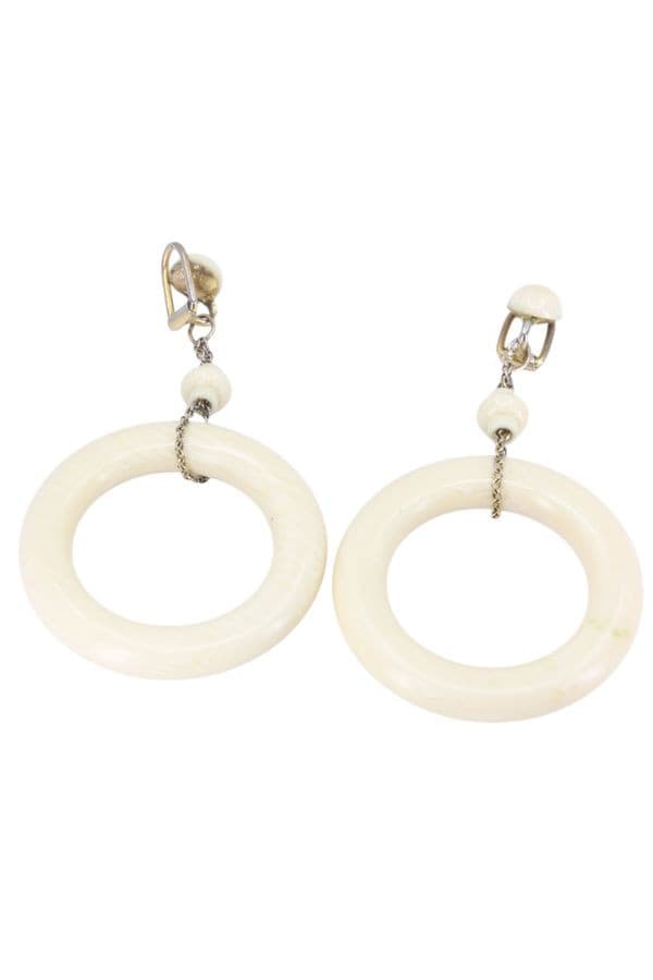 BOUCLES D'OREILLES ANCIENNES IVOIRE — vue 3