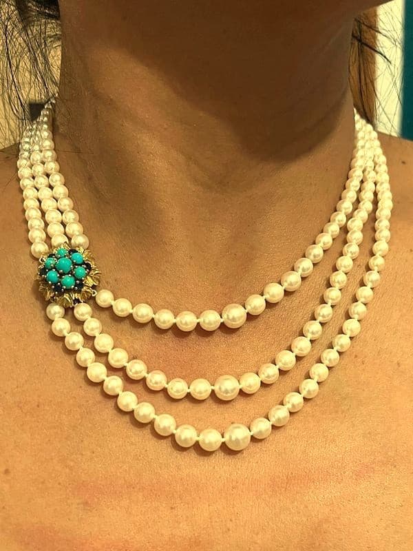 COLLIER DE PERLES 3 RANGS — vue 2