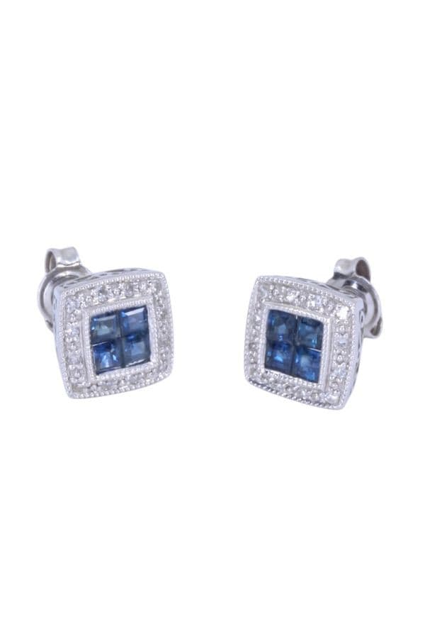 CLOUS D'OREILLES SAPHIRS ET DIAMANTS — vue 3