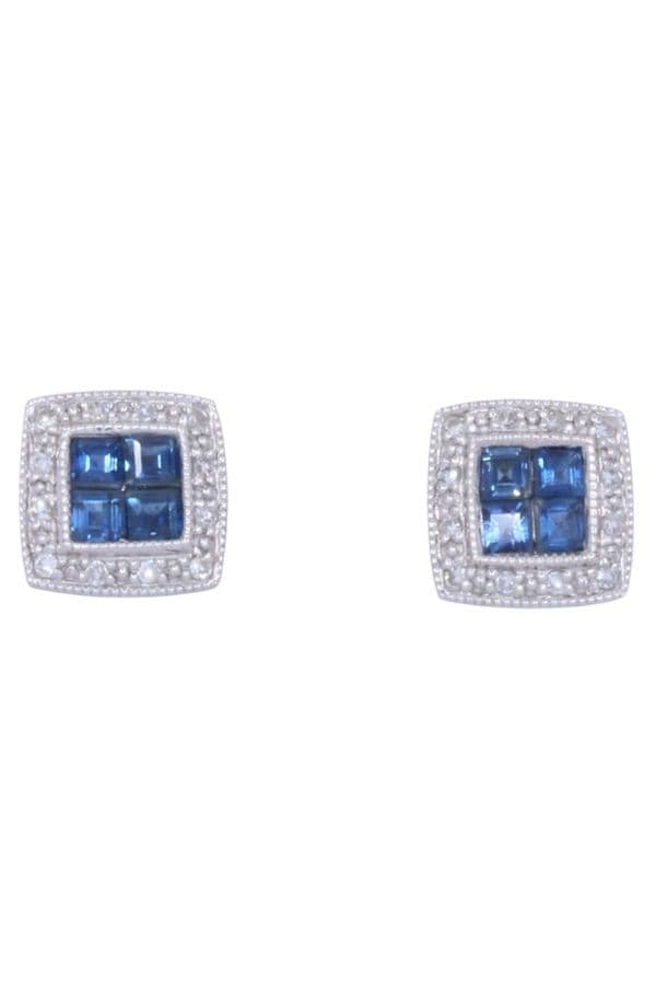 CLOUS D'OREILLES SAPHIRS ET DIAMANTS — vue 1