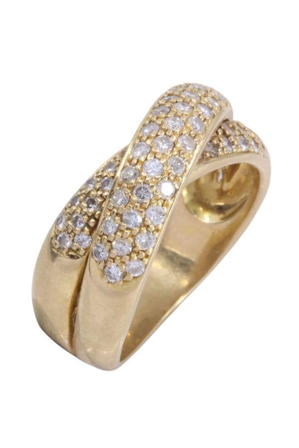 BAGUE JONCS ENTRELACÉS DIAMANTS — vue 3