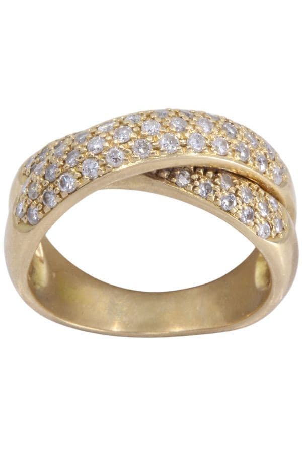 BAGUE JONCS ENTRELACÉS DIAMANTS — vue 1