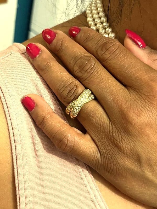 BAGUE JONCS ENTRELACÉS DIAMANTS — vue 2