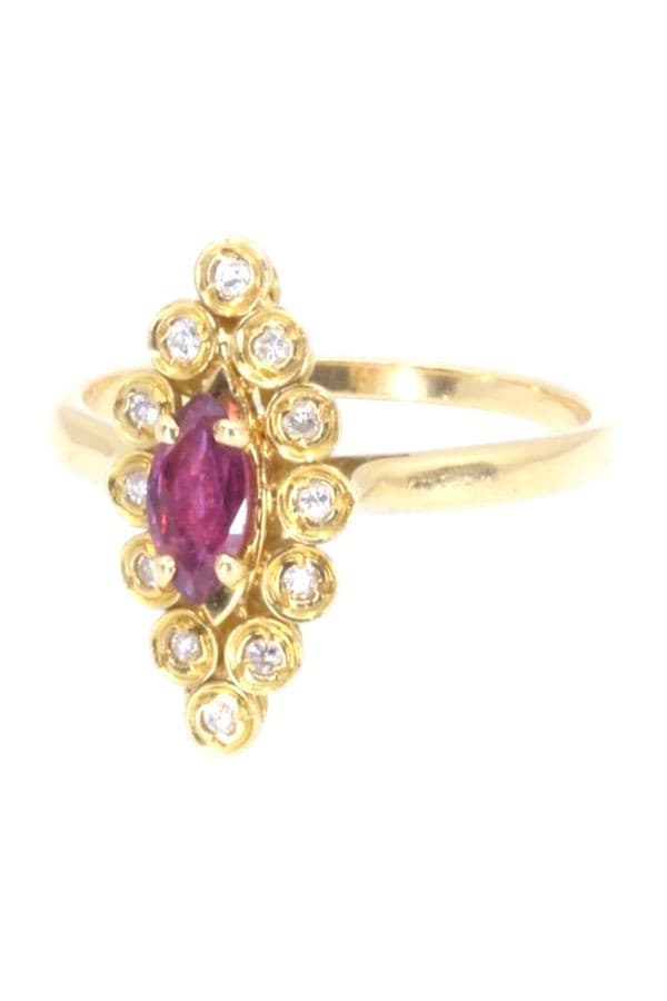 BAGUE MARQUISE RUBIS DIAMANTS — vue 6