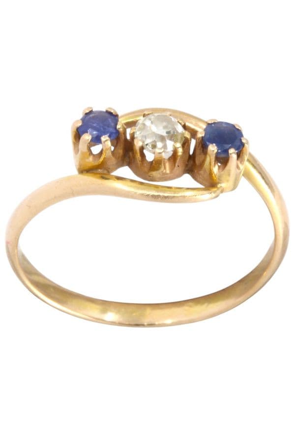 BAGUE ART-NOUVEAU SPINELLES ET DIAMANT — vue 1