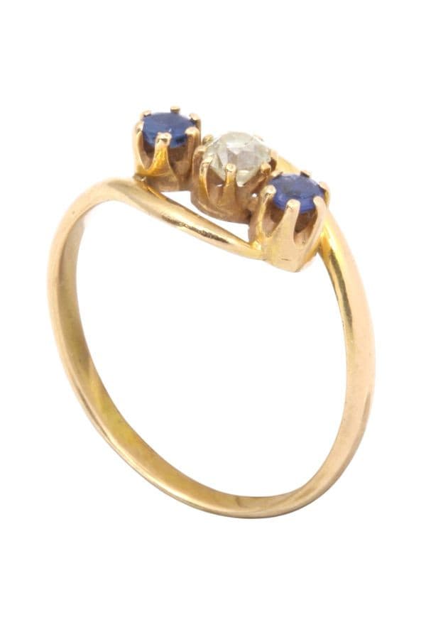BAGUE ART-NOUVEAU SPINELLES ET DIAMANT — vue 3