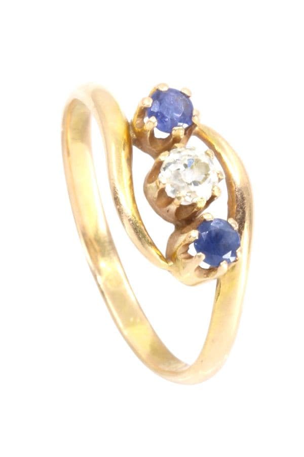 BAGUE ART-NOUVEAU SPINELLES ET DIAMANT — vue 5