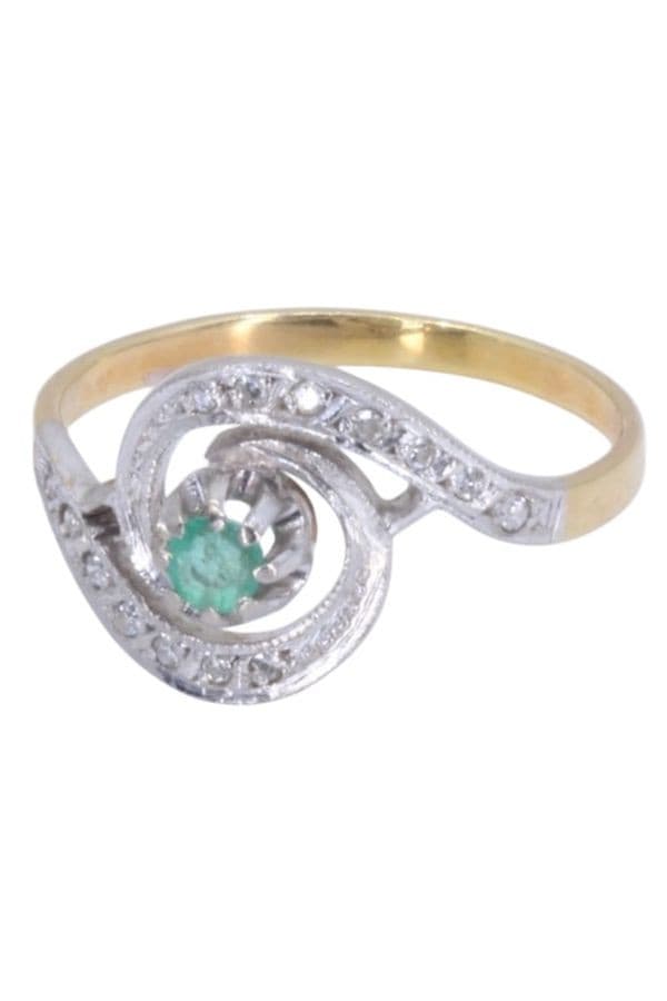 BAGUE TOURBILLON ÉMERAUDE ET DIAMANTS — vue 6