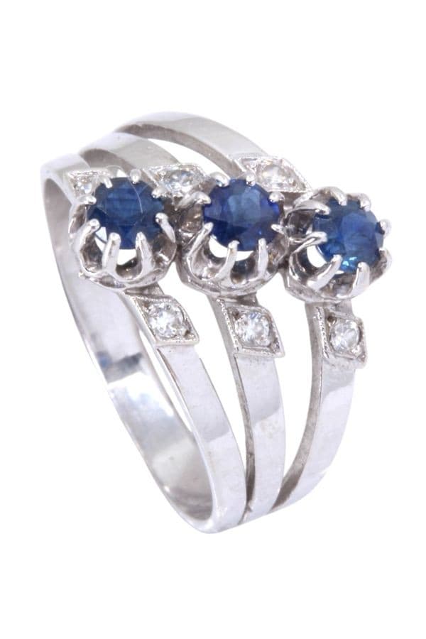 BAGUE MODERNE SAPHIRS ET DIAMANTS — vue 5