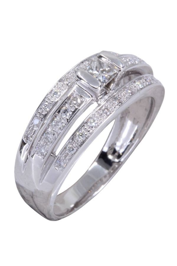 BAGUE MODERNE DIAMANTS — vue 3