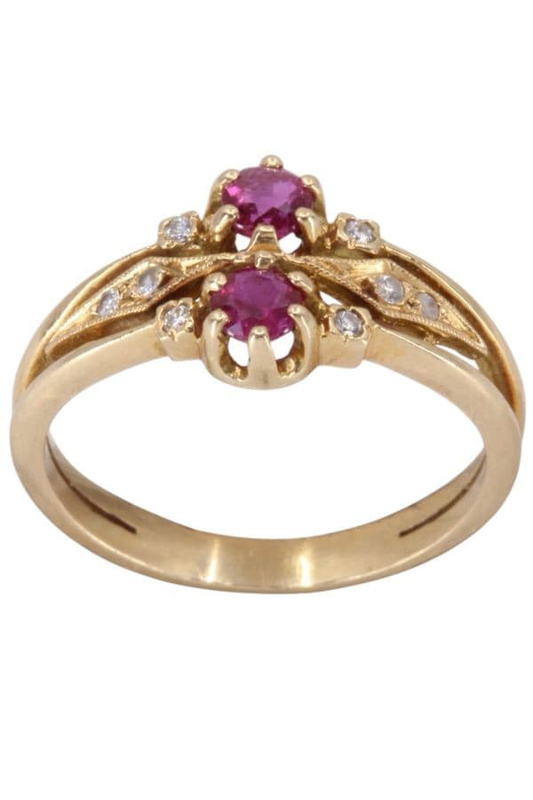 BAGUE  RUBIS ET DIAMANTS — vue 1