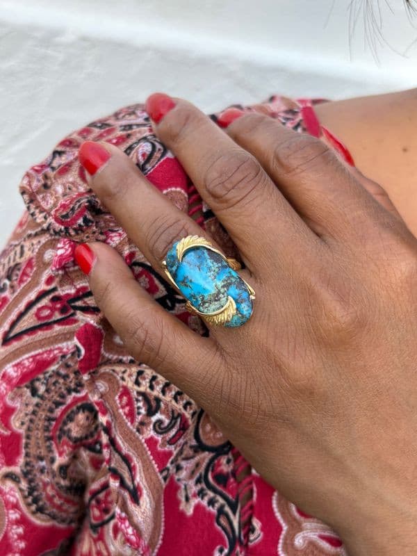 BAGUE ANCIENNE TURQUOISE — vue 2