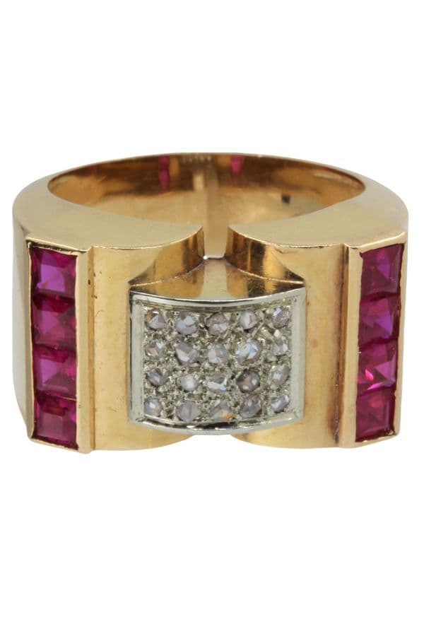 BAGUE TANK RUBIS ET DIAMANTS — vue 2