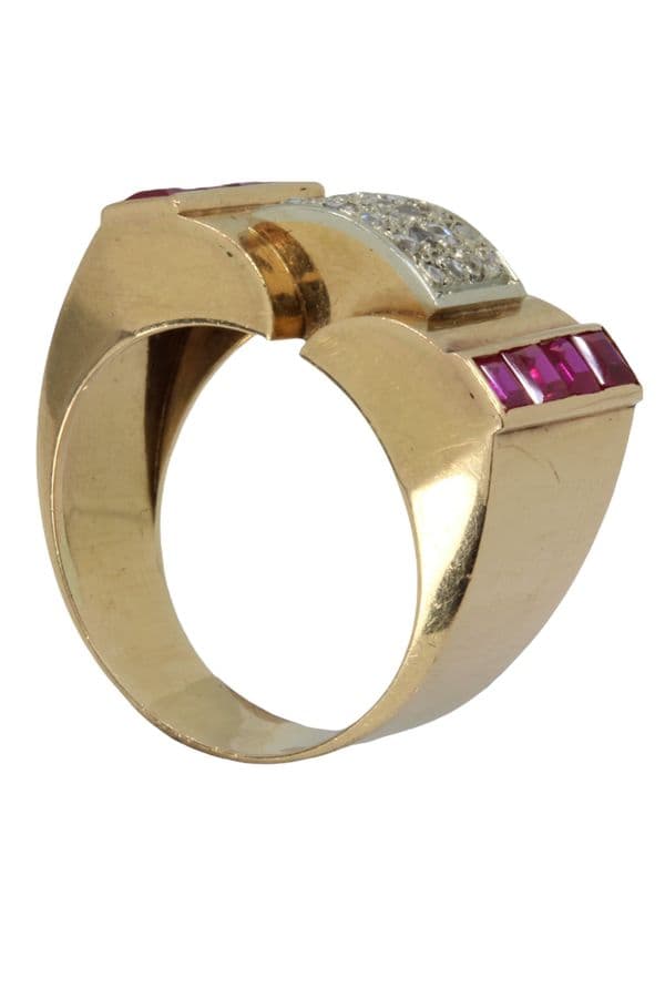 BAGUE TANK RUBIS ET DIAMANTS — vue 4