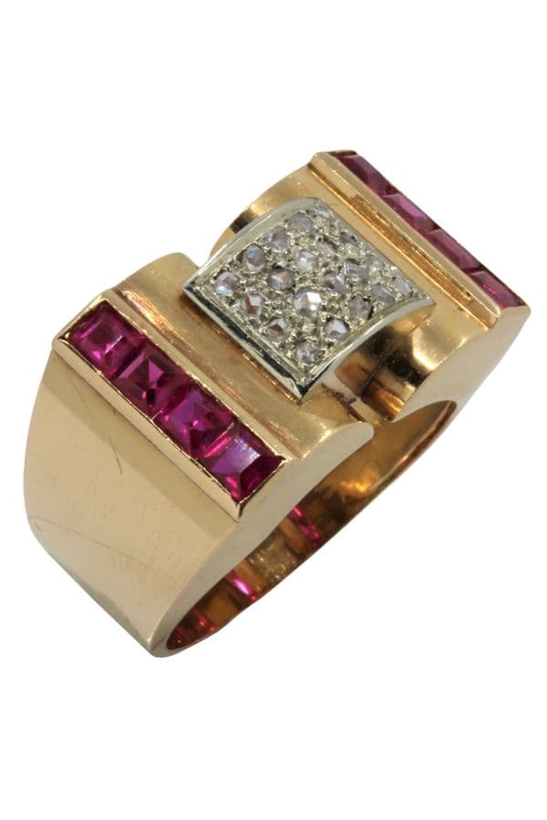 BAGUE TANK RUBIS ET DIAMANTS — vue 5