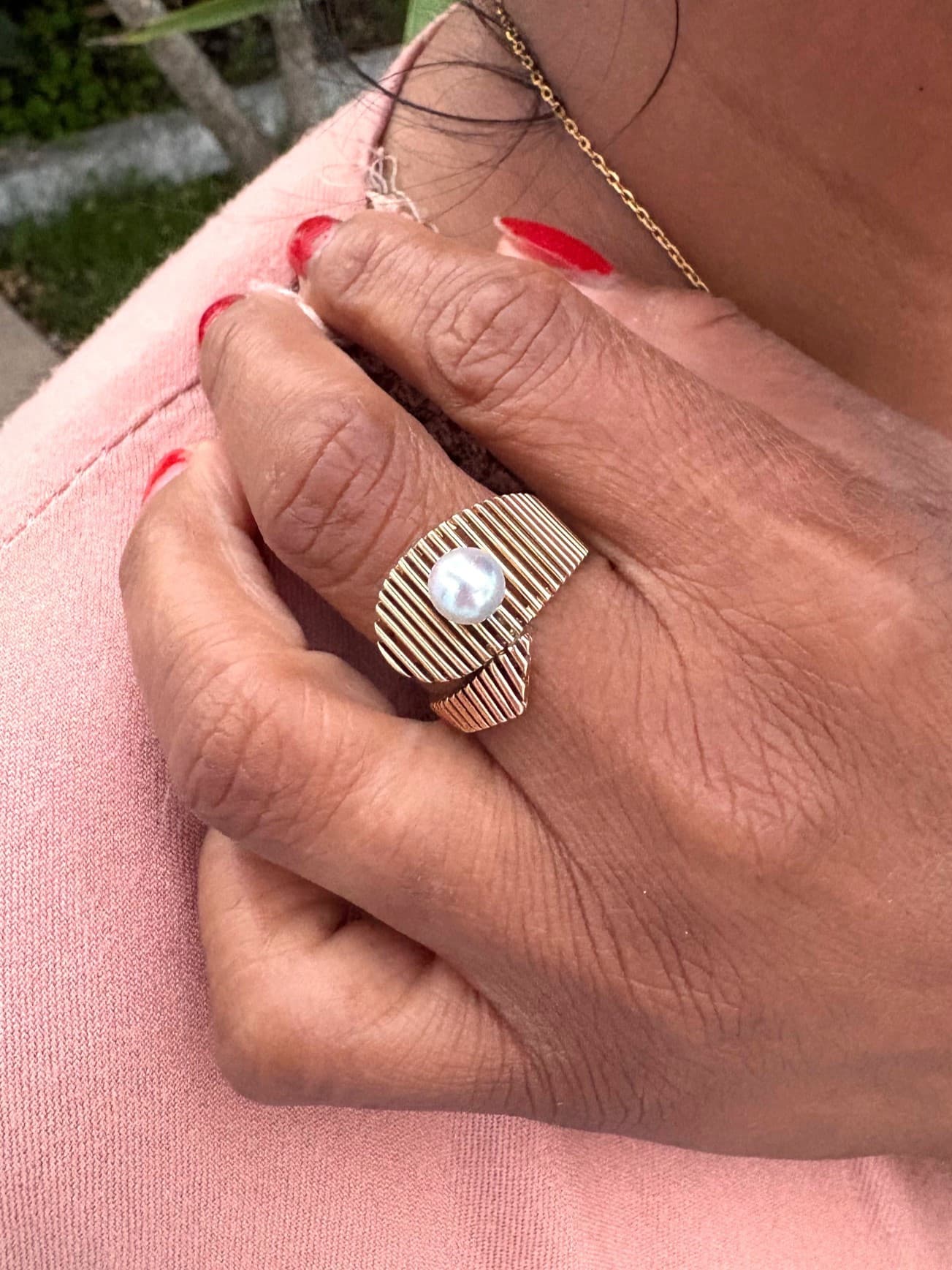 BAGUE PERLE MODERNE — vue 2