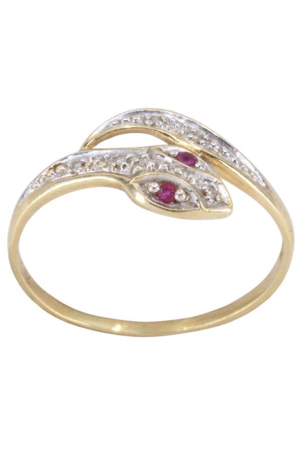 BAGUE SERPENT RUBIS ET DIAMANTS — vue 1