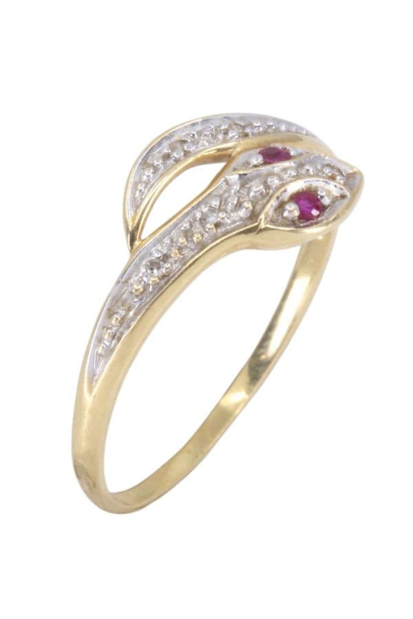 BAGUE SERPENT RUBIS ET DIAMANTS — vue 3