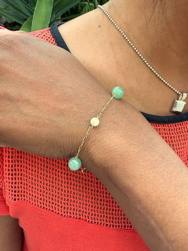BRACELET PERLES ET JADE — vue 2