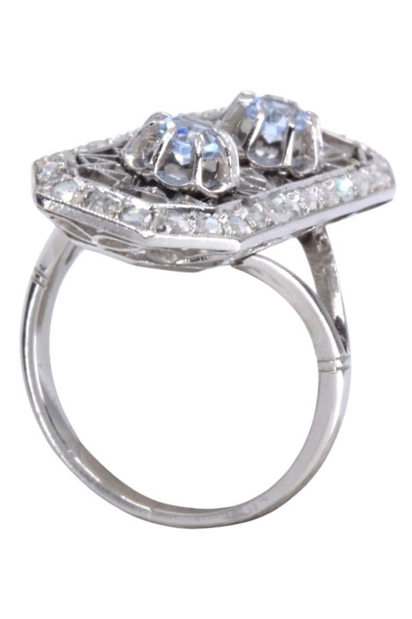 BAGUE ART-DÉCO AIGUE-MARINES ET DIAMANTS — vue 4