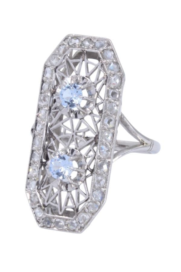 BAGUE ART-DÉCO AIGUE-MARINES ET DIAMANTS — vue 6