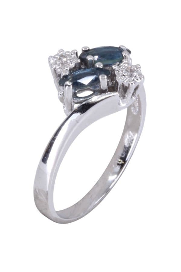 BAGUE MODERNE SAPHIRS ET DIAMANTS — vue 3