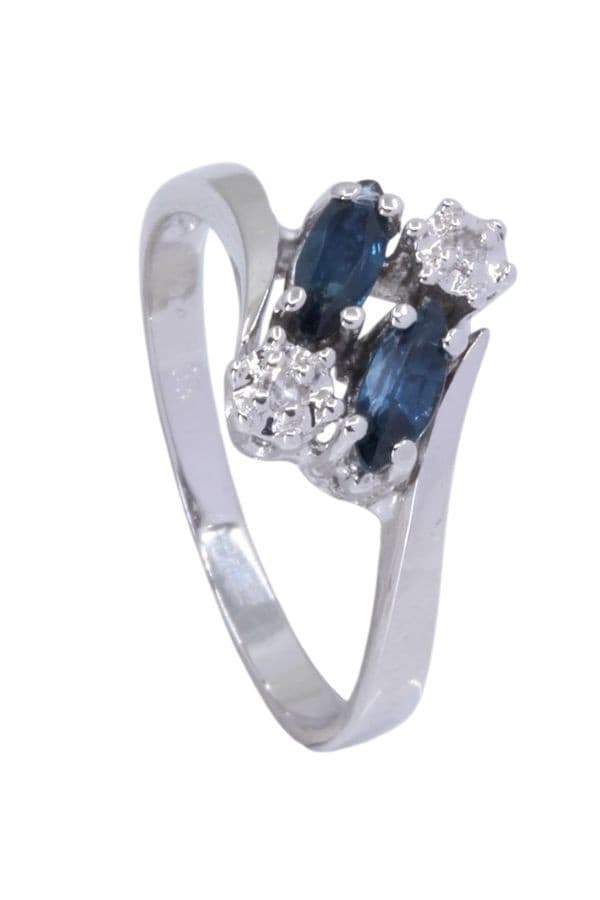 BAGUE MODERNE SAPHIRS ET DIAMANTS — vue 5